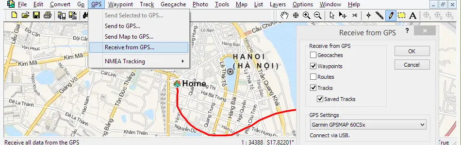 Map of Vietnam in ExpertGPS GPS Mapping Software