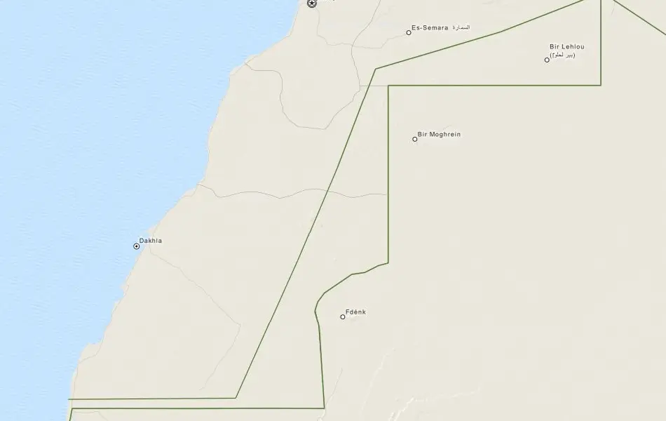 Map of Western Sahara in ExpertGPS GPS Mapping Software