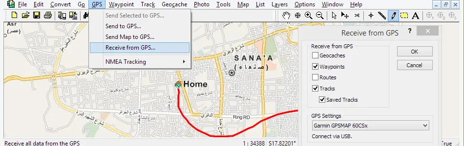 Map of Yemen in ExpertGPS GPS Mapping Software